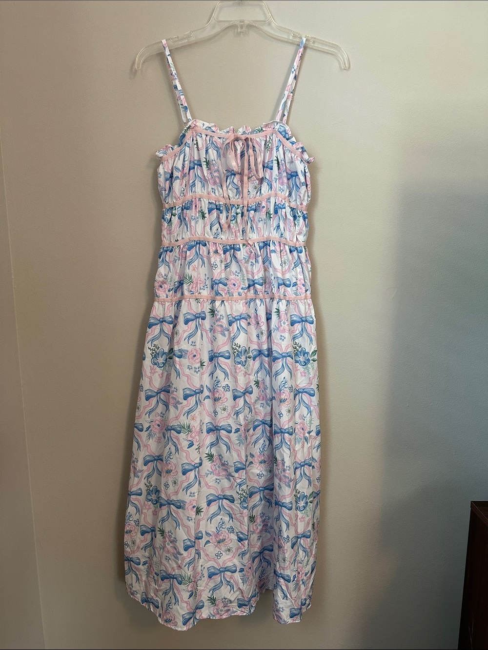 Simply Southern Pink, Blue & Green Floral Ruffled Dress